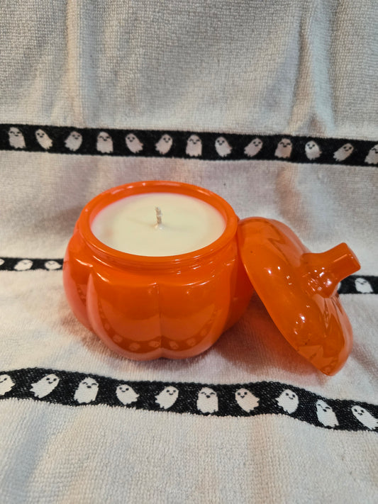 Orange Glass Pumpkin Candle